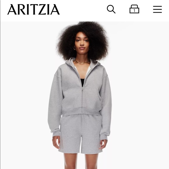 ARITZIA COZY FLEECE BOXY ZIP UP HOODIE - Picture 3 of 4